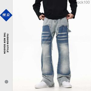 Casual Galerydapt pants high quality branded logo pant with ink splashing and color structure flared pants fog floor down straight jeans