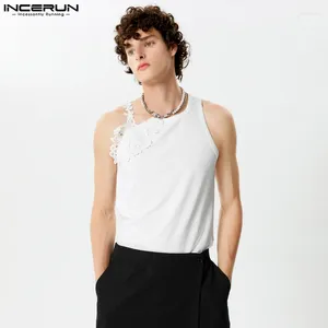 Herren Tanktops Mode gut sitzend Incerun Spitze Jacquard Patchwork gestreift