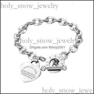 Tiffanyjewelry Designer Bracelet Tiffanyjewelry Gold Link Chain Fashion Lover Heart Pendant Link Bracelets Rose Gold Color Stainless Steel Bracelet 608