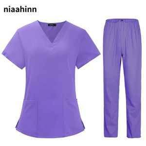 Pet Grooming Doctor Uniforms Non-sticky Hair Nurse Women Thin and Light Fabric Clothes for Summer Clinical Uniform Woman 240506