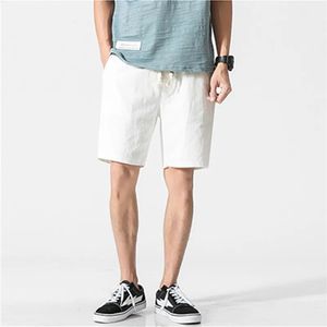 Mens pure cotton linen casual shorts mens sports pants summer breathable and comfortable drawstring soft shorts mens street pants 240515