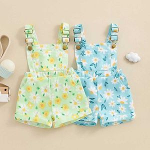 Jumpsuits Pudcoco Childrens and Girls Suspension jumpsuit floral print pocket front sleeveless top 6M-6T Y240520ZKVE