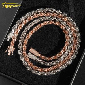 Fashion fine jewelry 6mm s sterling necklace iced out vvs1 moissanite diamond clasp sier rope chain