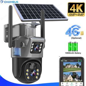 Wireless Camera Kits 4K 8MP 4G Sim Card Solar Camera Outdoor Battery WiFi IP Camera Dual Lens Dual Screen Security Protection Wireless Monitoring CCTV J240518