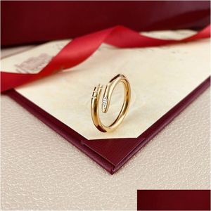 Band Rings Gold Love for Women Mens Luxury Ring Designer Uni Titanium Steel Anniversary Gift Party Skeleton Drop Delivery Jóias Otgvz