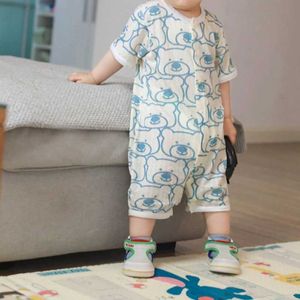 Jumpsuits 2024 Newborn Baby Girl Cotton jumpsuit Thin Summer jumpsuit Cartoon Baby Childrens jumpsuit Y240520YUEO