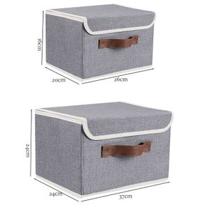 Scatole Storage# Nuovo tessuto di biancheria Piegabile Organizzatore di cassette per cubetti per abbigliamento per giocattoli con manici in pelle finta del coperchio Y240520KOAX