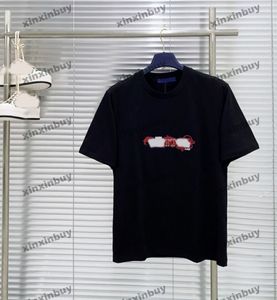 Xinxinbuy Men Designer Tee T Shirt 2024 Italien Dragon Letter Brodery Kort ärm Cotton Women Black White Blue Red S-4XL