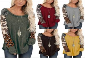 Frauen Frühling Herbst Oneck Langarm Leopard Patchwork Bluse Lady Casual Clothing Top Shirt3055130