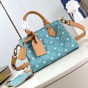 24ss Женщины Carryall Suad Sucks Кожаное озеро синее сумка Диагональная сумка поперечного кула