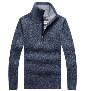 Men039s Hoodies Sweatshirts Warm Fashion Winter Knitted Half Fleece Sweater Thick Turtleneck Men Sweaters Casual Mens Solid C8876903
