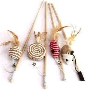 Brinquedos de gato Ups Funny Stick Stick Interactive Kitten Wand Feather Bell Fish Rat Doll Catcher Teaser Exercício para Animal Interior 911 JJ 9.14 DH2Y9