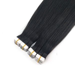 100% Real Remy Human Hair Extensions Seamless Straight Hair extensionsTape in Extensions 20 Inch 40Pieces 100g/Set #1 Jet Black