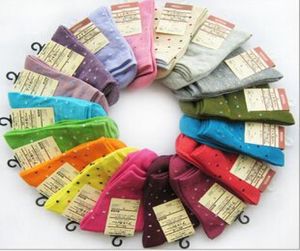 Fashion women girl cotton hosiery dot stockings socks sports wear candy colors gifts2238610