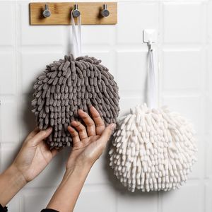 Banheiro de cozinha de chenille macia Hand toalha de bola de parede de parede pendurada pano de limpeza rápida super absorvente Microfiber Hand Toalhes jy1124