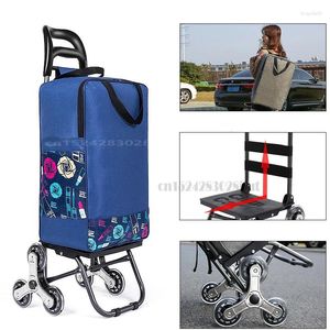 Storage Bags Household Portable Shopping Trolley Stainless Steel Stair-climbing Wheels Cart Grocery For Luggage Pull Goods Vehicle