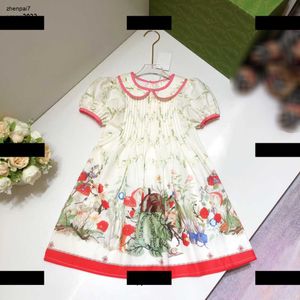 Top Fashion Designer kids dress Fruit pattern printing Girl Dress Size 90-150 CM high quality lapel Skirt Summer product May13