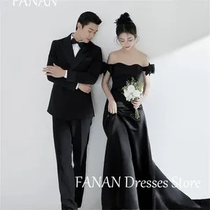 Party Dresses FANAN Off-Shoulder Mermaid Evening Fashion Satin Black Simple Korea Wedding Women Formal Gowns Event Prom