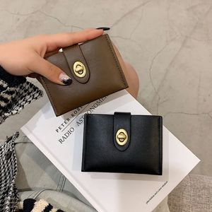 Mode retro pu läder kvinnor kort plånbok svart brun minimalistisk mångsidig kompakt kortväskor myntväskan pengar klipp 240520