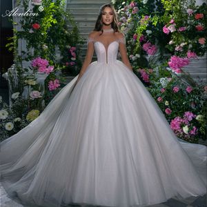 Vintage Illusion Bodice High Collar Ball Gown Wedding Dress Delicate Beading Pearls Neck Illusion Full Sleeves Bridal Gowns 2024