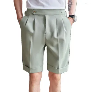Men's Shorts Summer Foreign Trade Casual Short Suit Slim Fit Straight Tube Curled Solid Color 5/4 Pants