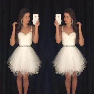 Beading Spaghetti Straps Homecoming Ruffl Tulle Tail Graduation Formal Party Dresses 0518