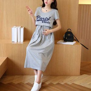 Maternity Dresses Pregnant womens feeding dresses summer prints comfortable pregnant short sleeved elegant care clothing d240520