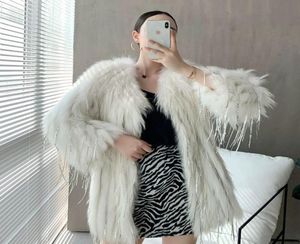 women039s fur faux ewq冬の韓国織物タッセルホワイトグラスコートミディアム模倣ラクーン明るい絹の女性16e41588678540