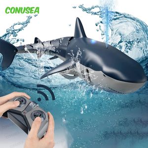 Smart RC Haifischwale Spray Wasserspielzeug Fernbedienung kontrolliertes Boot Schiff U -Boot Roboter Fisch Elektrospielzeug für Kinder Jungen Baby Kinder 240508