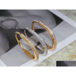 Bangle Titanium Steel Esigner Lock Bransoletka Sier Rose Gold Bracelets Bracelets Crystal No for Women Biżuteria z Veet Bag Box Drop dostarczenie otgtr