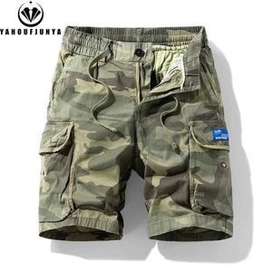 Herren-Shorts Herren Sommer Casual Camouflage Komfortable Shorts Herren Elastische Taille Lose und gerade hochwertige Design Herren Shorts Q240520