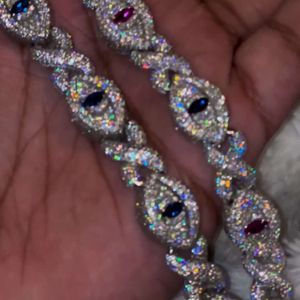 Пользовательский сочетание сети Sier 14k золота Vvs vvs Moissanite Diamond Cuban Braslet Bracelet Ожерелье