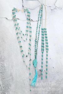 Pendant Necklaces necklace Fashion jewelry nelace Green Turquoise tassel sweater chain208G5487405