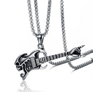 Fashion Rock Guitar Necklaces HIP HOP Musical Stainless Steel Necklace Pendant For Men Women Jewelry Gift 2 Colors9237335