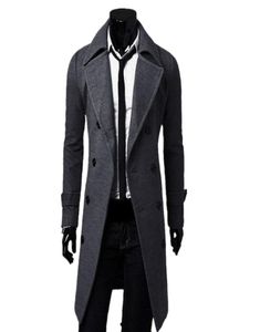 Hela Autumn Winter Stylish Men Slim Long Wool Blends England Style Man Double Breasted Turndown Collar Wind Coat Outerwear 2078480