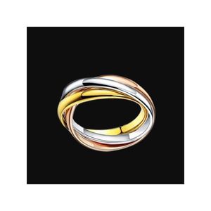 Полосы колец титановый сталь Sier Sier Rose Gold Love Ring для женской триколор.