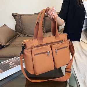 Drawstring Korean Style School Bag Högkvalitativ nylon Messenger för kvinnor stor kapacitet Bookväska enkel handväska totes shoppare