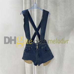 Sexig denim overall mode designer lapptäcke korta jeans kvinnor sommar hög midja shorts retro blå jeans