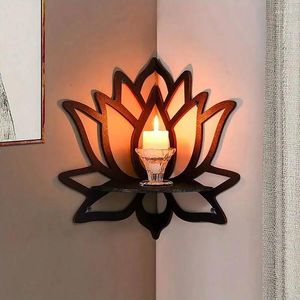 Candle Holders 1Pc Lotus Crystal Shelf Display Essential Oil Rack Candles Stone Floating Wall Modern Home Decoration Decor Gift