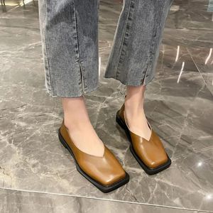 Casual Shoes 2024 Women's Summer Elegant Square Toe Designer Shoe Style Retro Solid Color Outdoor Dress Party Ladies High Heels