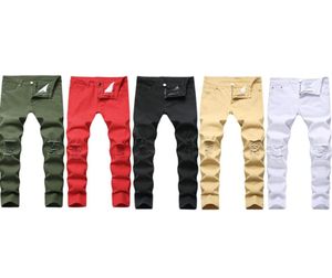 Men039s Jeans Man Swag Mens Designer Märke svart Skinny Ripped Destrud Stretch Slim Fit Hop Pants with Holes For Men Fashion 1719332