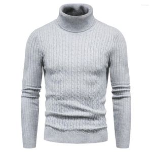 Męskie swetry jesienne i zimowe golf ciepła moda stała kolor SWEAT SWIM PULLOVER dzianinowa koszula