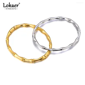 Bangle Trendy Waterproof 316L Stainless Steel Bamboo Bracelet For Women 18K Gold Plated Charm Jewelry Bijoux Femme B23124