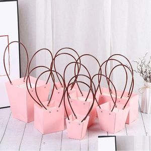 Confezione regalo in scatola in PVC imballaggio di pacchetti di fiori portatili a comando borse di carta borse di carta Suggerie consegna goccia giardino feste festa dhvkb