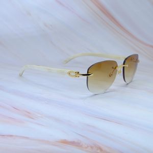 Weiße Büffelhorn Ovale Sonnenbrille für Männer und Frauen Designer Carter Luxus Vintage Sonnenbrille Natürliche Fans Gafas de Sol Hombre