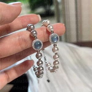 Weiß graues natürliches Perle Armband Sommersee Blau Schatzarmband mit Kasten Süßwasser Armband Frauen Code Perlenarmband Hochwertiger Schmuck einfacher Stil