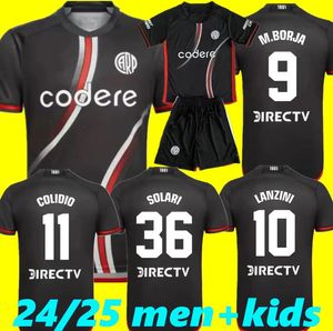 2024 2025 Версия игрока New River Plate Третья футбольная майка Black 24 25 Black M Borja Lanzini Colidio Solari для взрослых детей для взрослых детей фанаты футбольных рубашек