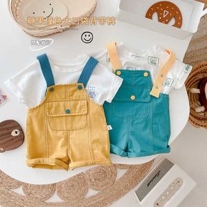 Jumpsuits Summer Newborn Baby Boy Overall Daily Toddlers Pants Suspender Straps Pants Baby Clothing Y240520E9QZ