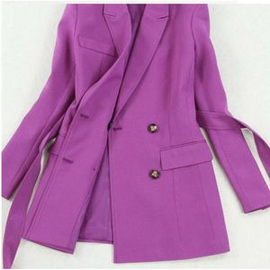 Purple Double Breasted Formal Trouser PantSuit Set Ladies Pant Jacket+Pants Women Business Suits Blazer