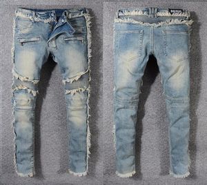 New trendy mens fashion paint point Slim microelastic denim pants jeans Fashion zipper trousers Designer brand Apparel0341746731